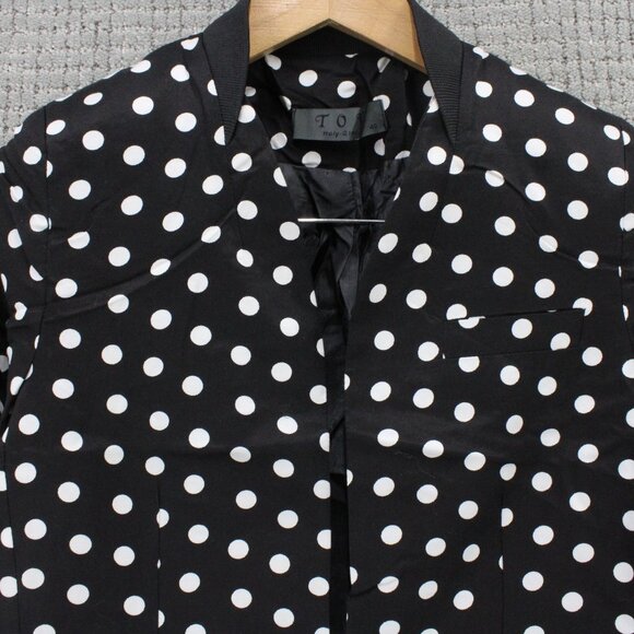 TOV Holy Jacket Womens Size 40 Black Polka Dot Long Sleeve Open Front Polyester - Picture 2 of 9